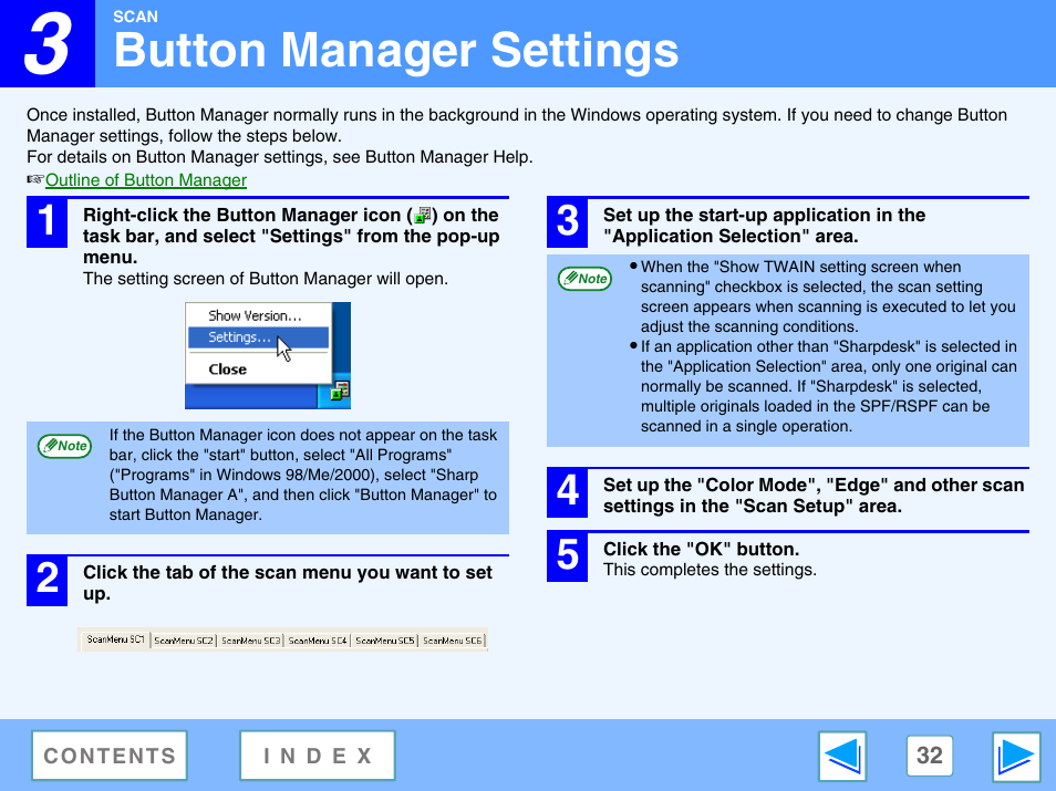 Button manager settings | Sharp AR-M160 User Manual | Page 32 / 33