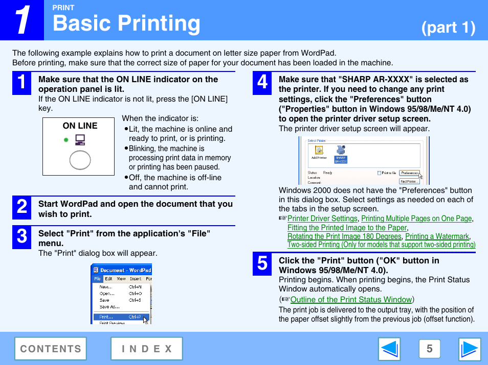 Basic printing, 1 print, Part 1) | Sharp AR-M160 User Manual | Page 5 / 33