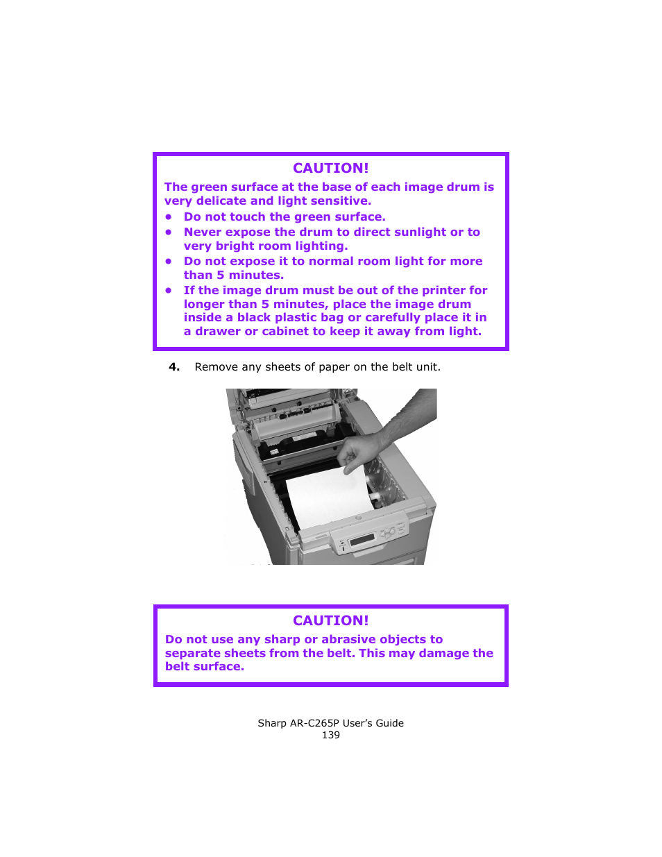 Caution | Sharp AR-C265P User Manual | Page 139 / 310