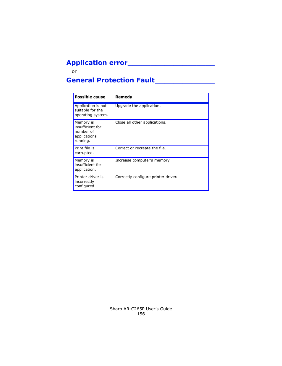 Application error, General protection fault | Sharp AR-C265P User Manual | Page 156 / 310