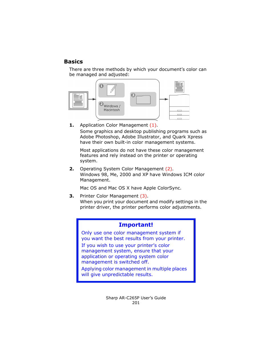 Basics, Important | Sharp AR-C265P User Manual | Page 201 / 310