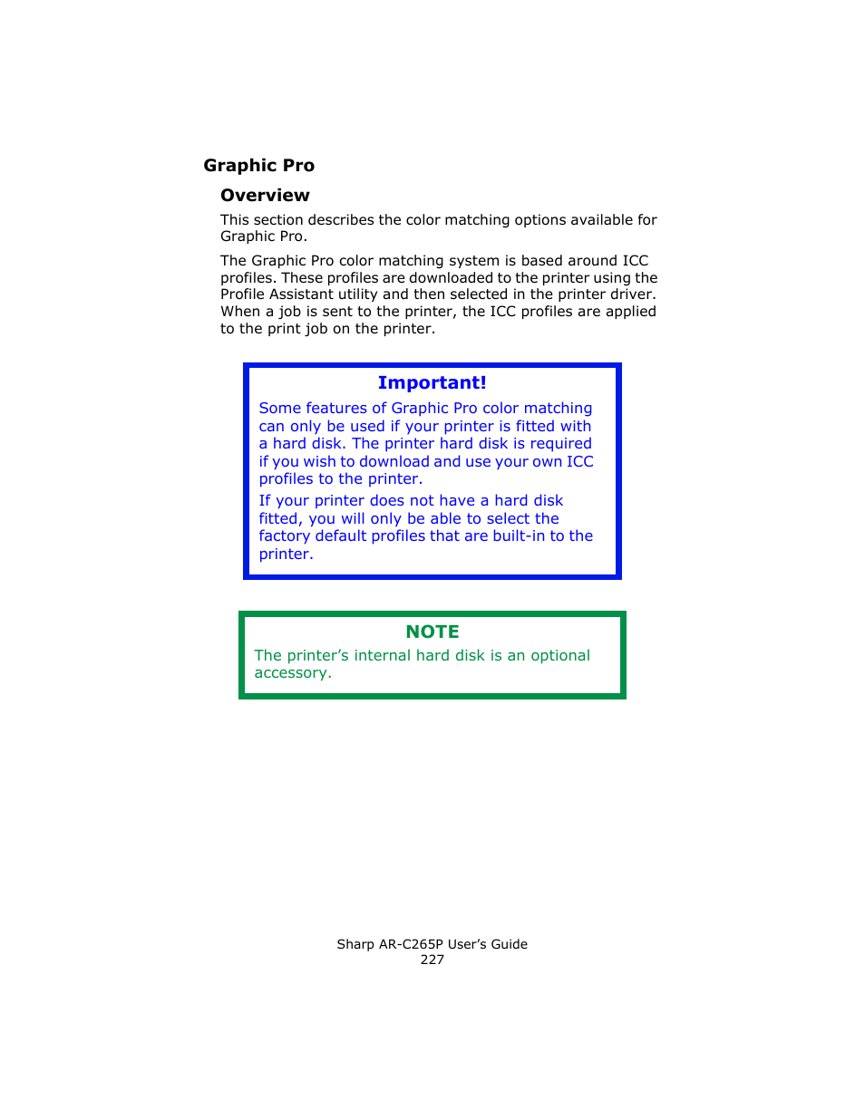Graphic pro, Overview | Sharp AR-C265P User Manual | Page 227 / 310