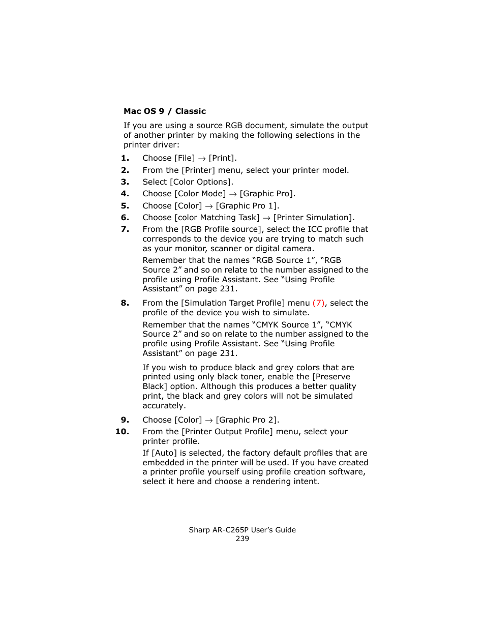 Mac os 9 / classic | Sharp AR-C265P User Manual | Page 239 / 310