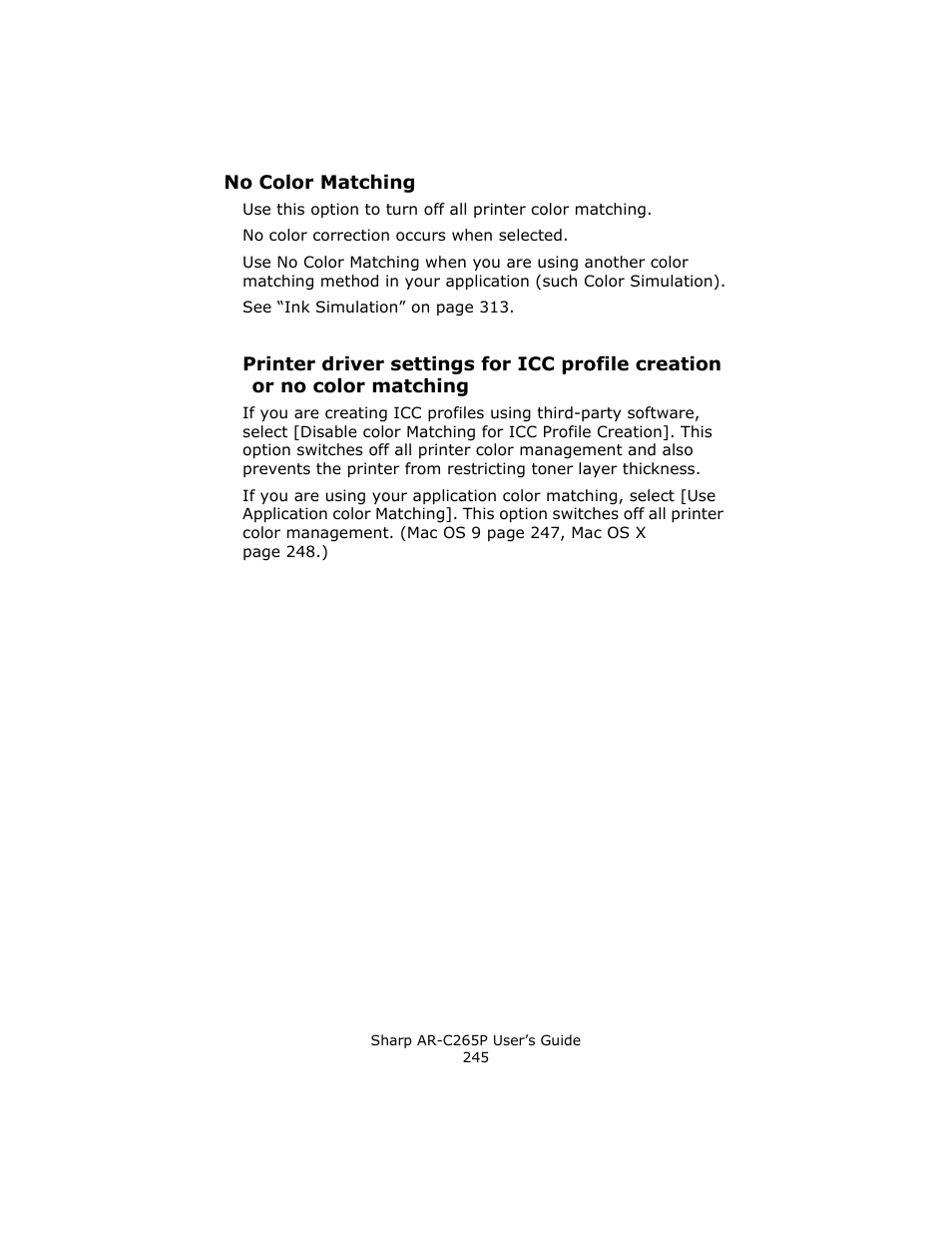 No color matching | Sharp AR-C265P User Manual | Page 245 / 310