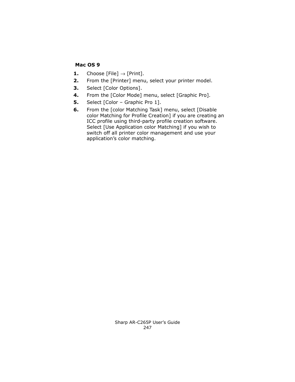 Mac os 9 | Sharp AR-C265P User Manual | Page 247 / 310