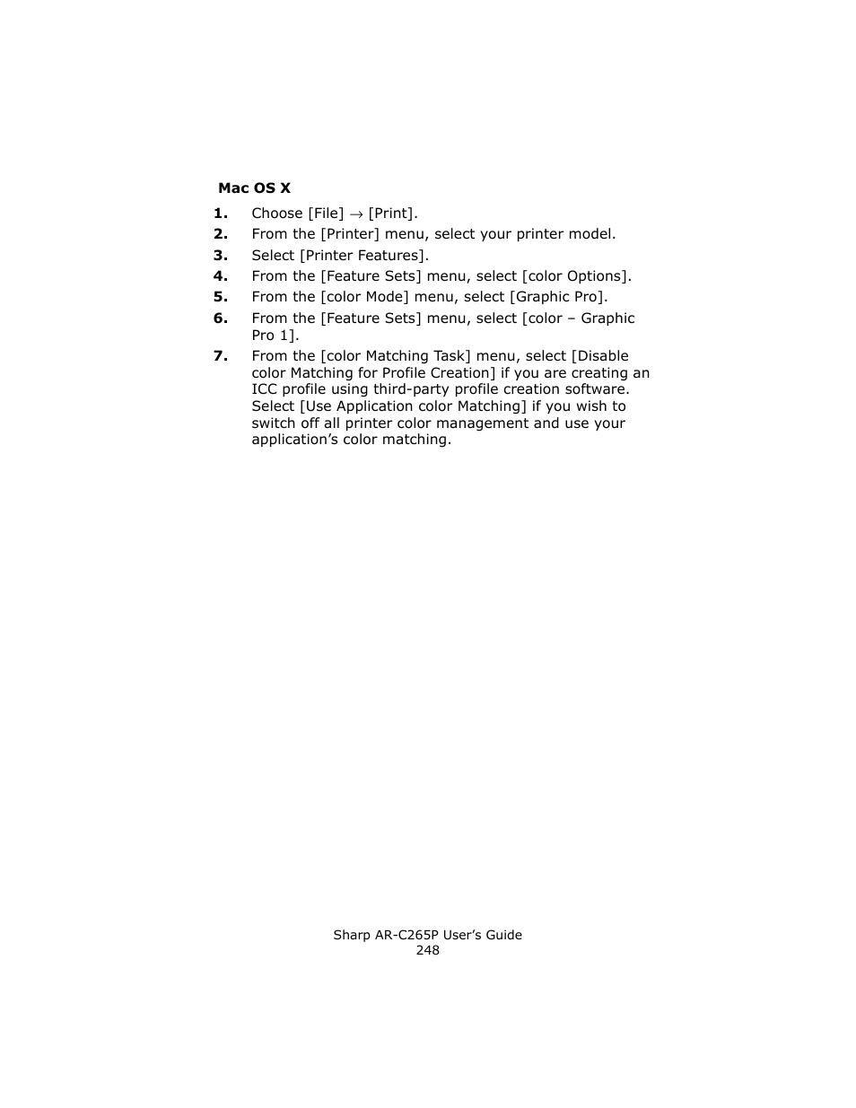 Mac os x | Sharp AR-C265P User Manual | Page 248 / 310