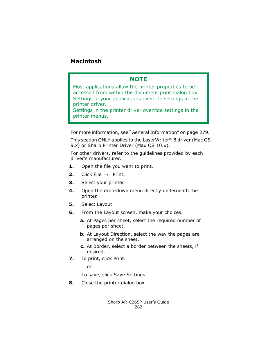 Macintosh | Sharp AR-C265P User Manual | Page 282 / 310