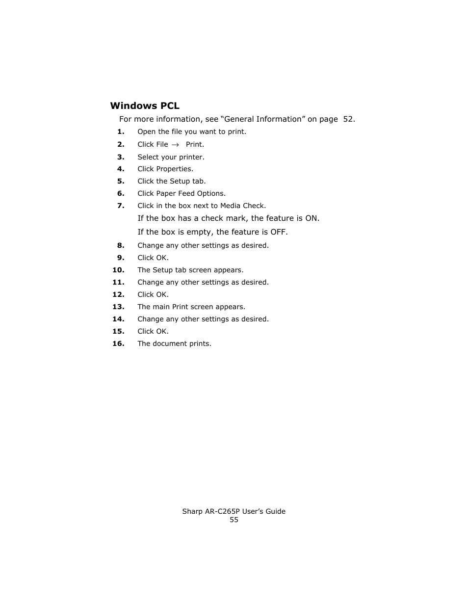 Windows pcl | Sharp AR-C265P User Manual | Page 55 / 310