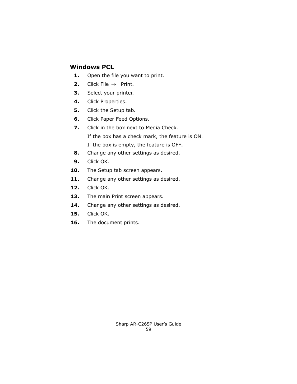 Windows pcl | Sharp AR-C265P User Manual | Page 59 / 310