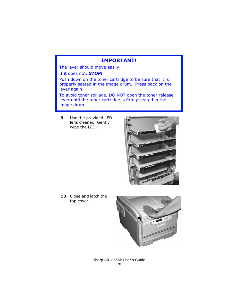 Important | Sharp AR-C265P User Manual | Page 78 / 310