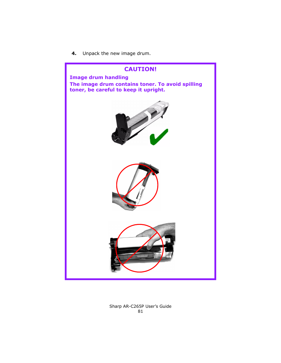 Caution | Sharp AR-C265P User Manual | Page 81 / 310