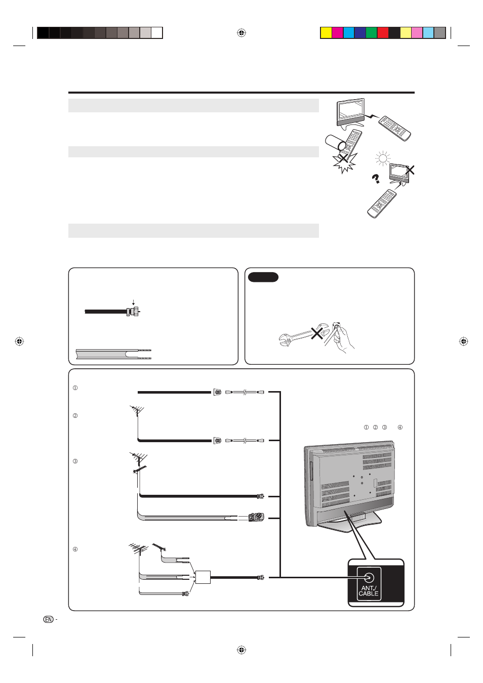 Preparation, Using the remote control unit, Cautions regarding remote control unit | Antennas | Sharp Aquos LC 20DV20U User Manual | Page 13 / 52