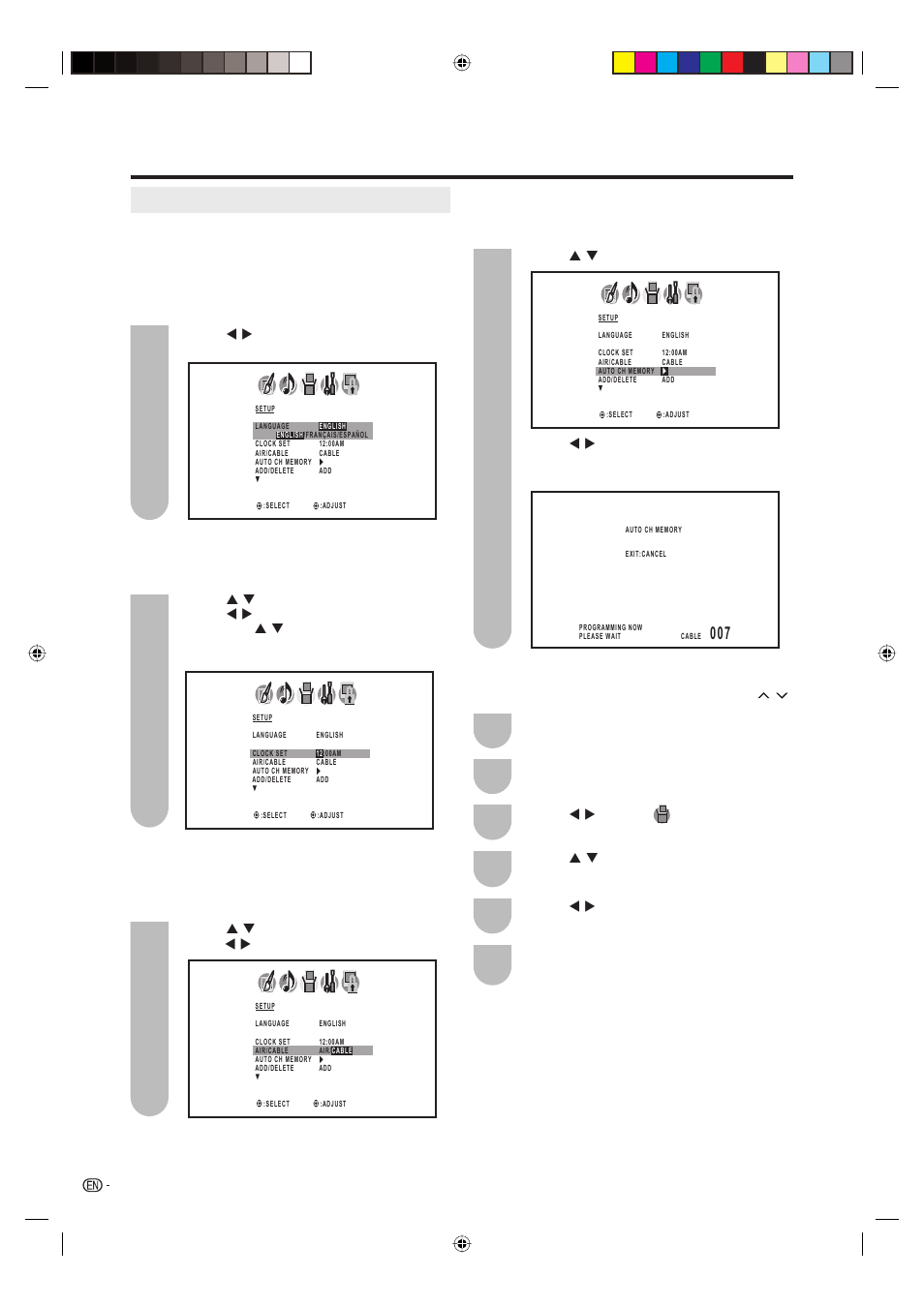 Initial setup, Watching tv | Sharp Aquos LC 20DV20U User Manual | Page 15 / 52