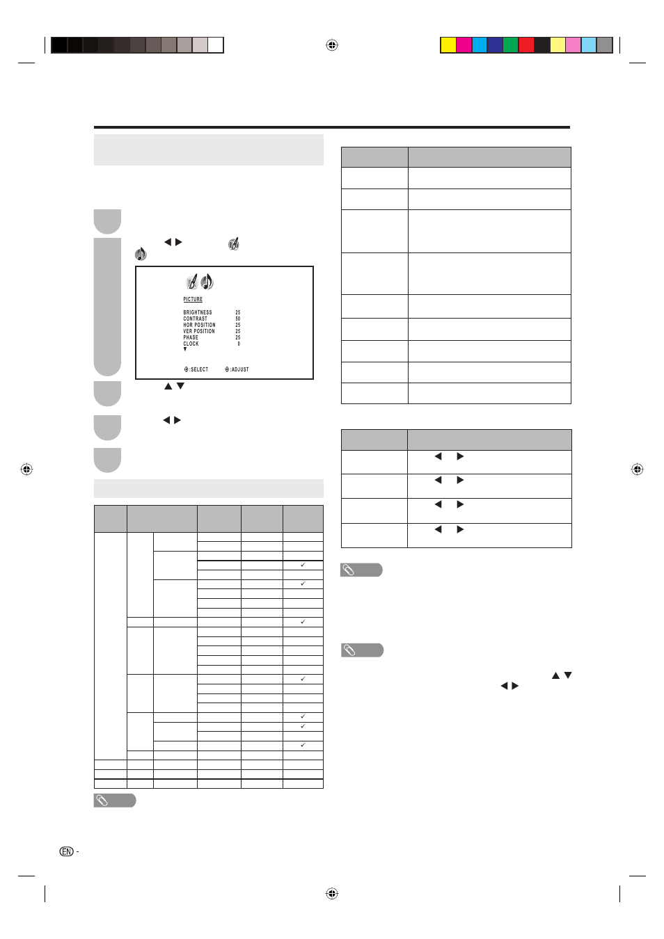 Picture and audio adjustments in the pc mode, Pc compatibility chart, Connecting a pc (personal computer) | Sharp Aquos LC 20DV20U User Manual | Page 29 / 52