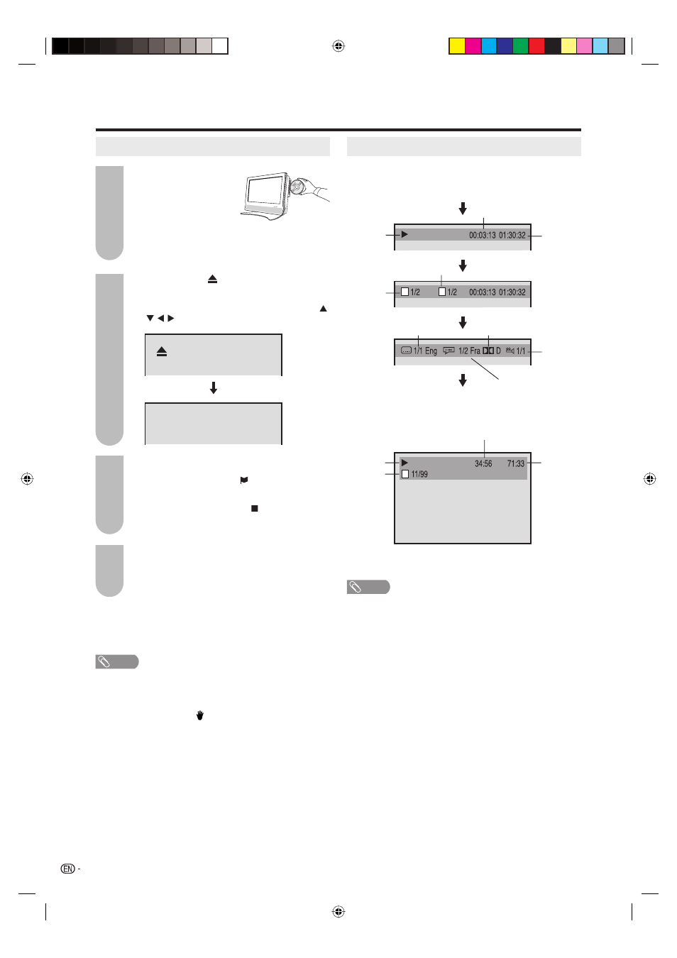 Playback procedure, Status display of disc | Sharp Aquos LC 20DV20U User Manual | Page 31 / 52