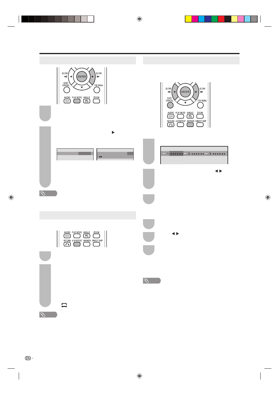 Repeat playback, A-b repeat playback, Marking desired scenes | Repeat playback a-b repeat playback | Sharp Aquos LC 20DV20U User Manual | Page 33 / 52