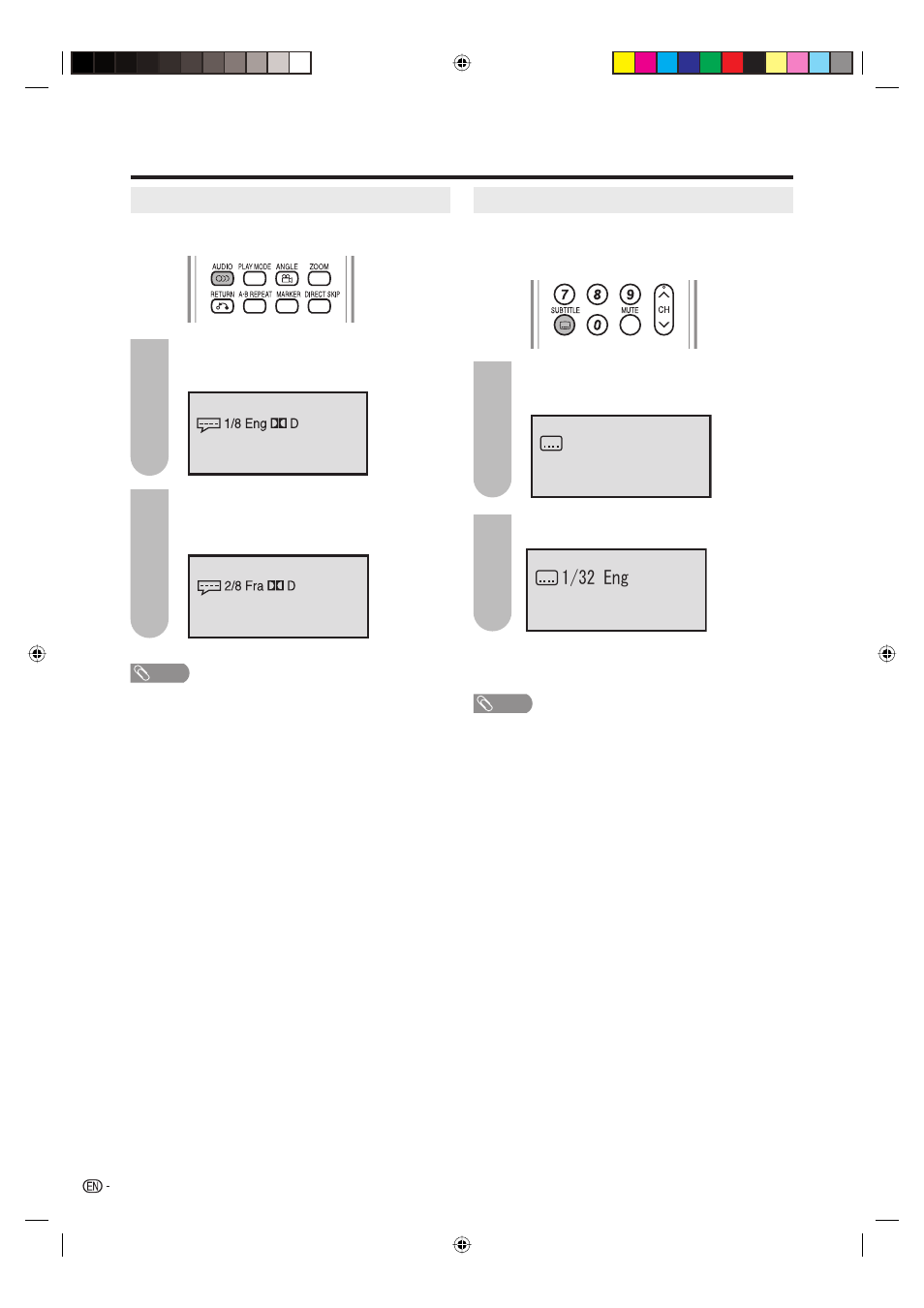 Changing soundtrack language, Subtitles | Sharp Aquos LC 20DV20U User Manual | Page 35 / 52