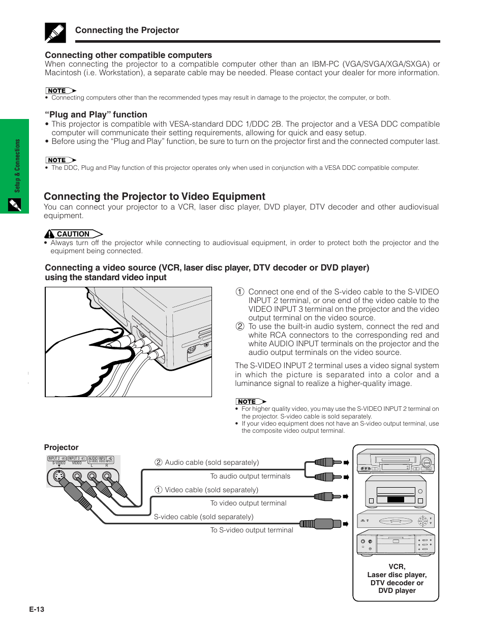 Connecting the projector to video equipment | Sharp PG-C20X User Manual | Page 14 / 53