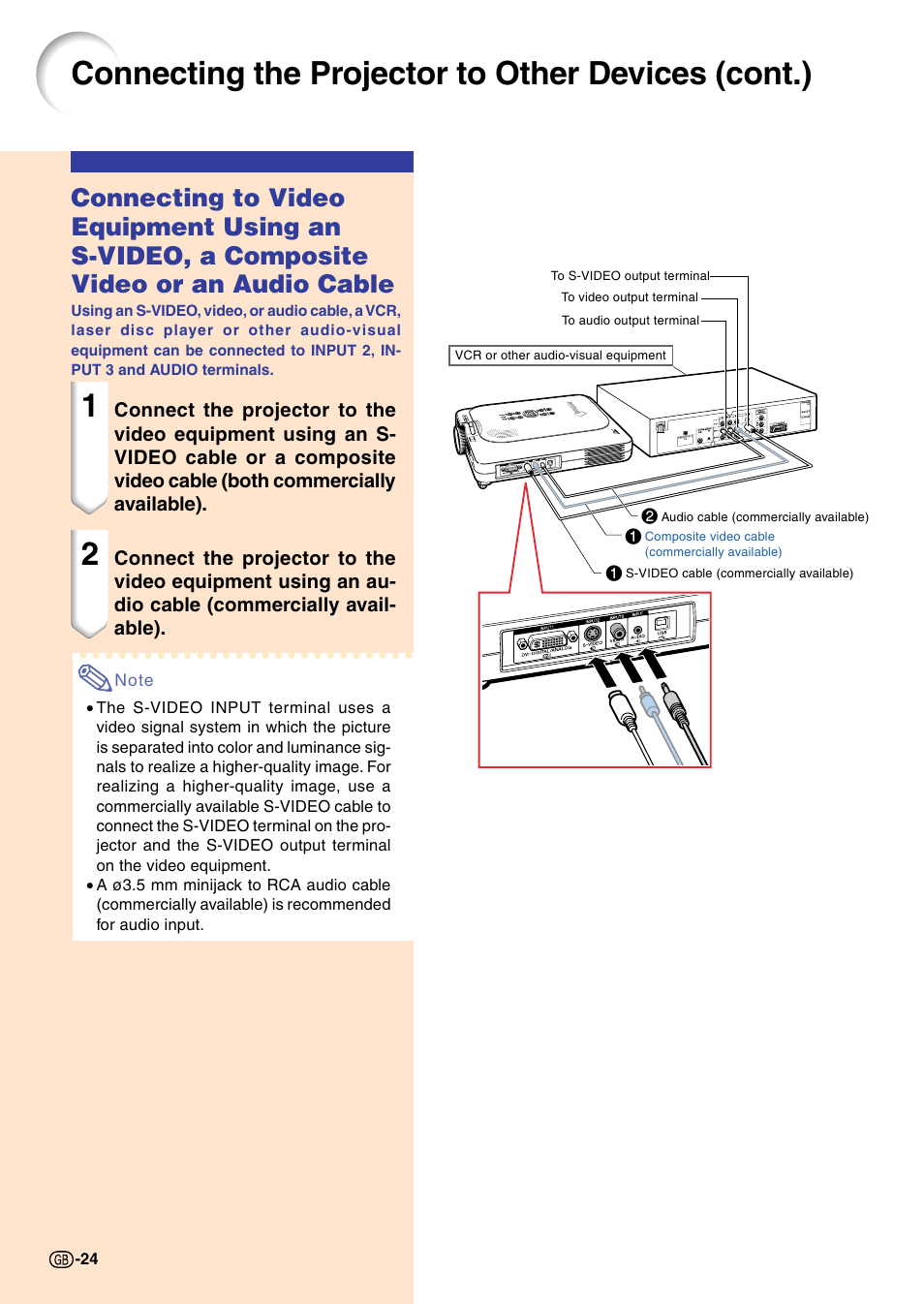 Connecting the projector to other devices (cont.) | Sharp PG-M20X User Manual | Page 28 / 86