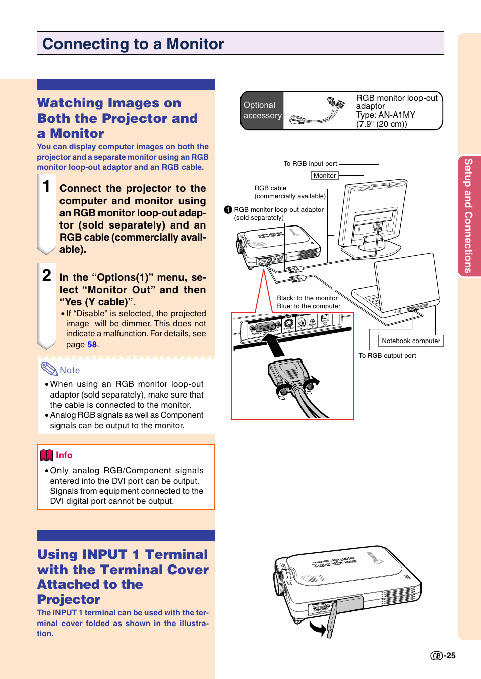 Connecting to a monitor | Sharp PG-M20X User Manual | Page 29 / 86