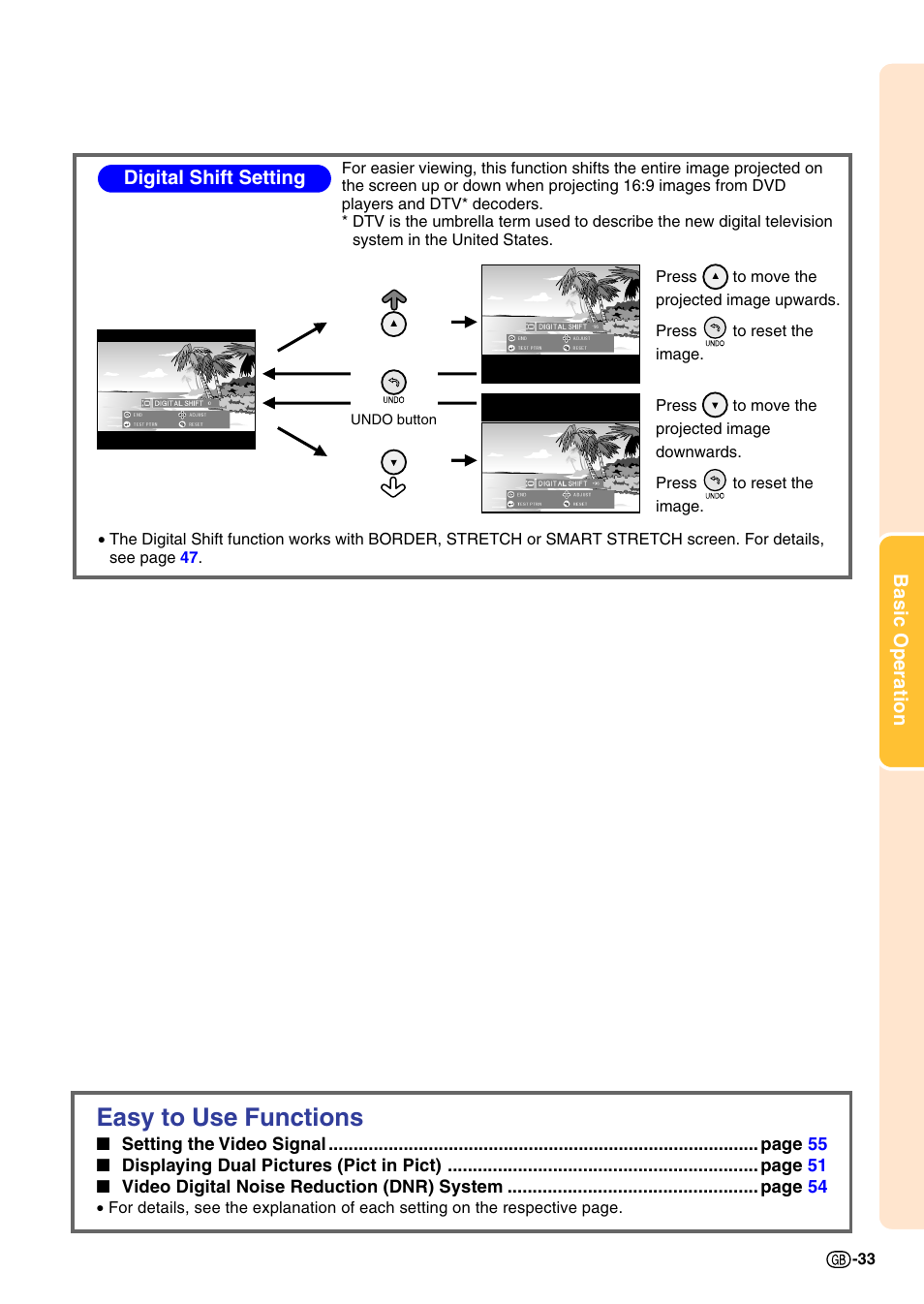 Easy to use functions | Sharp PG-M20X User Manual | Page 37 / 86