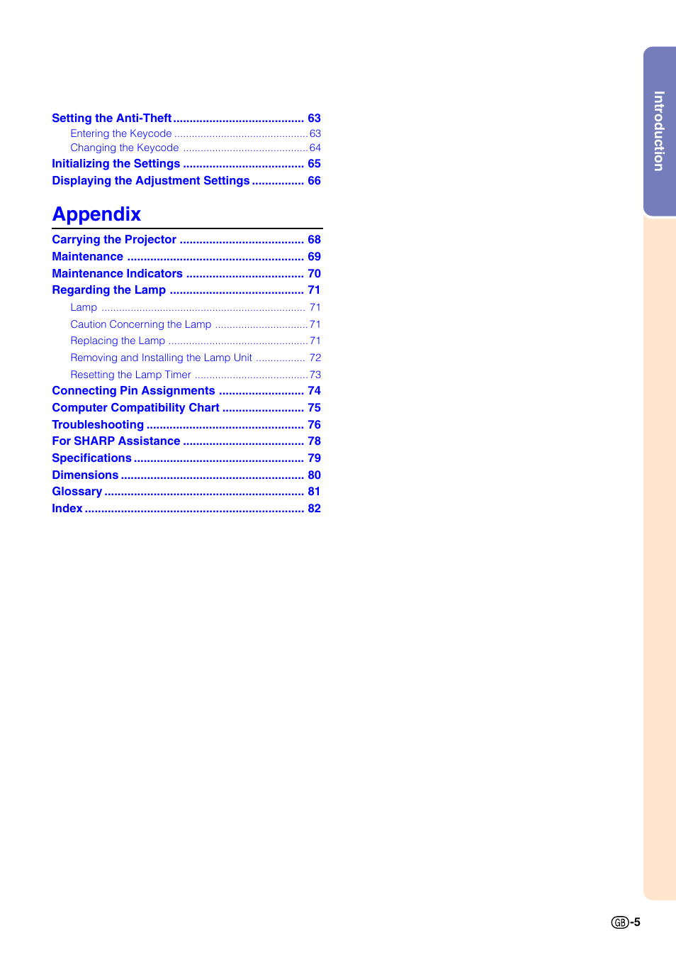 Appendix | Sharp PG-M20X User Manual | Page 9 / 86
