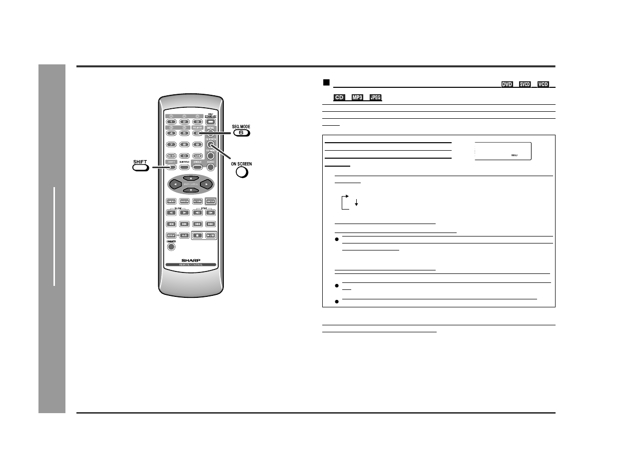 Dv d oper ation, Various settings (continued), Switching sequential play mode | Sharp DV-AT4000 User Manual | Page 30 / 40