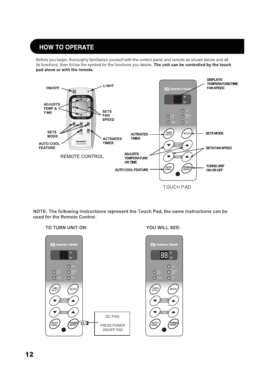 How to operate | Sharp AF-S80RX User Manual | Page 12 / 20