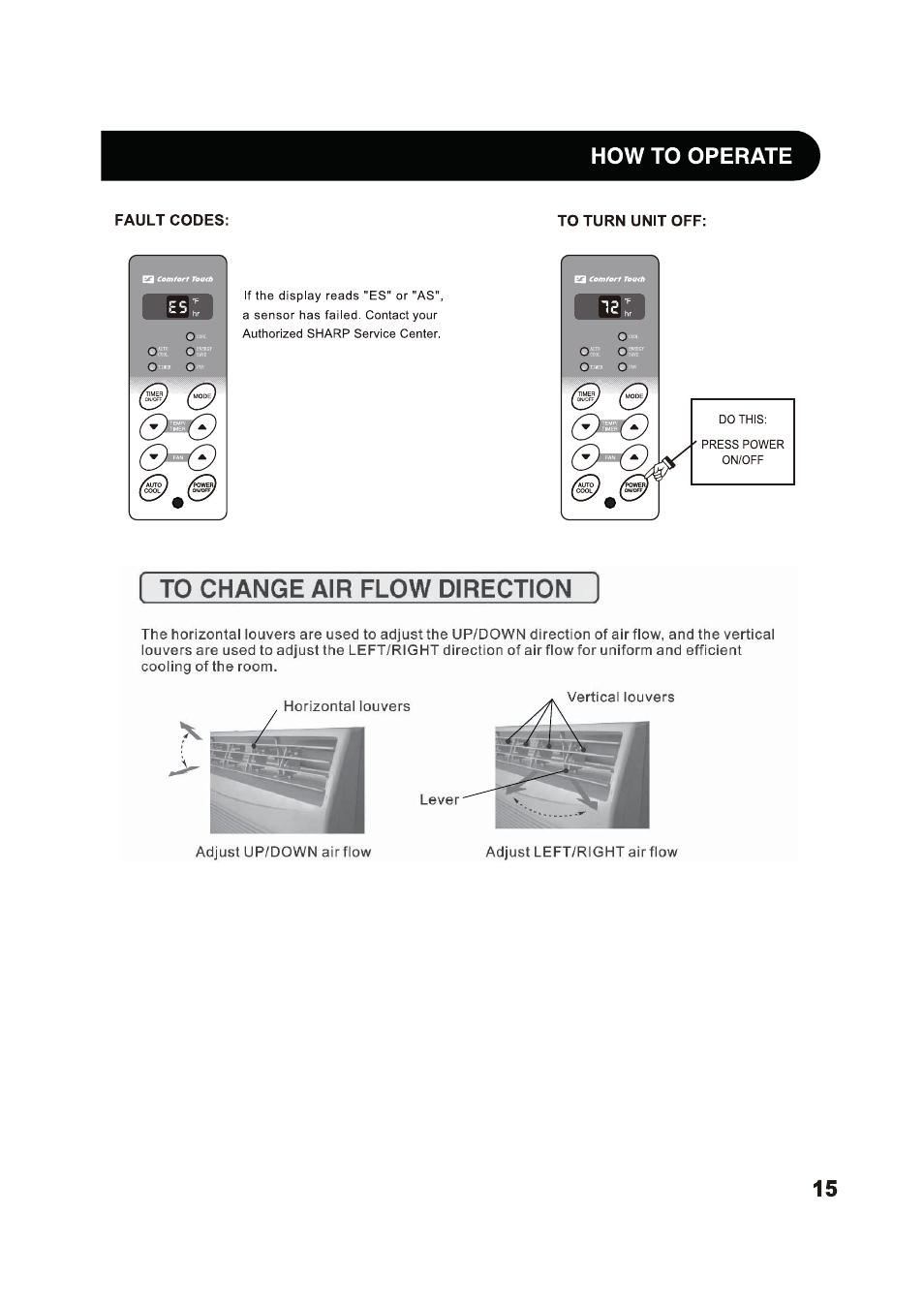 How to operate | Sharp AF-S80RX User Manual | Page 15 / 20