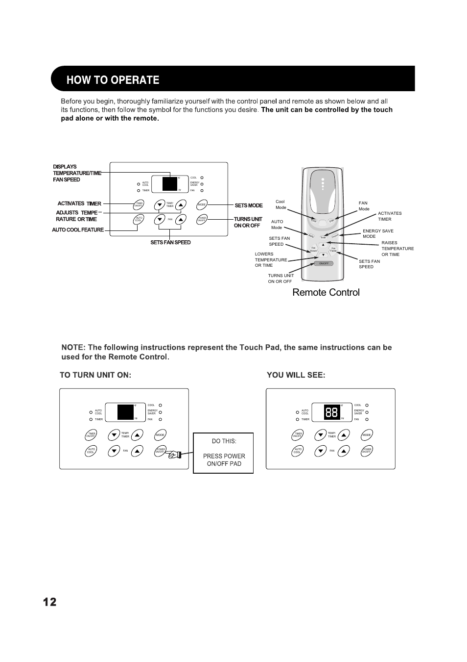 Remote control | Sharp AF-Q80RX User Manual | Page 12 / 20