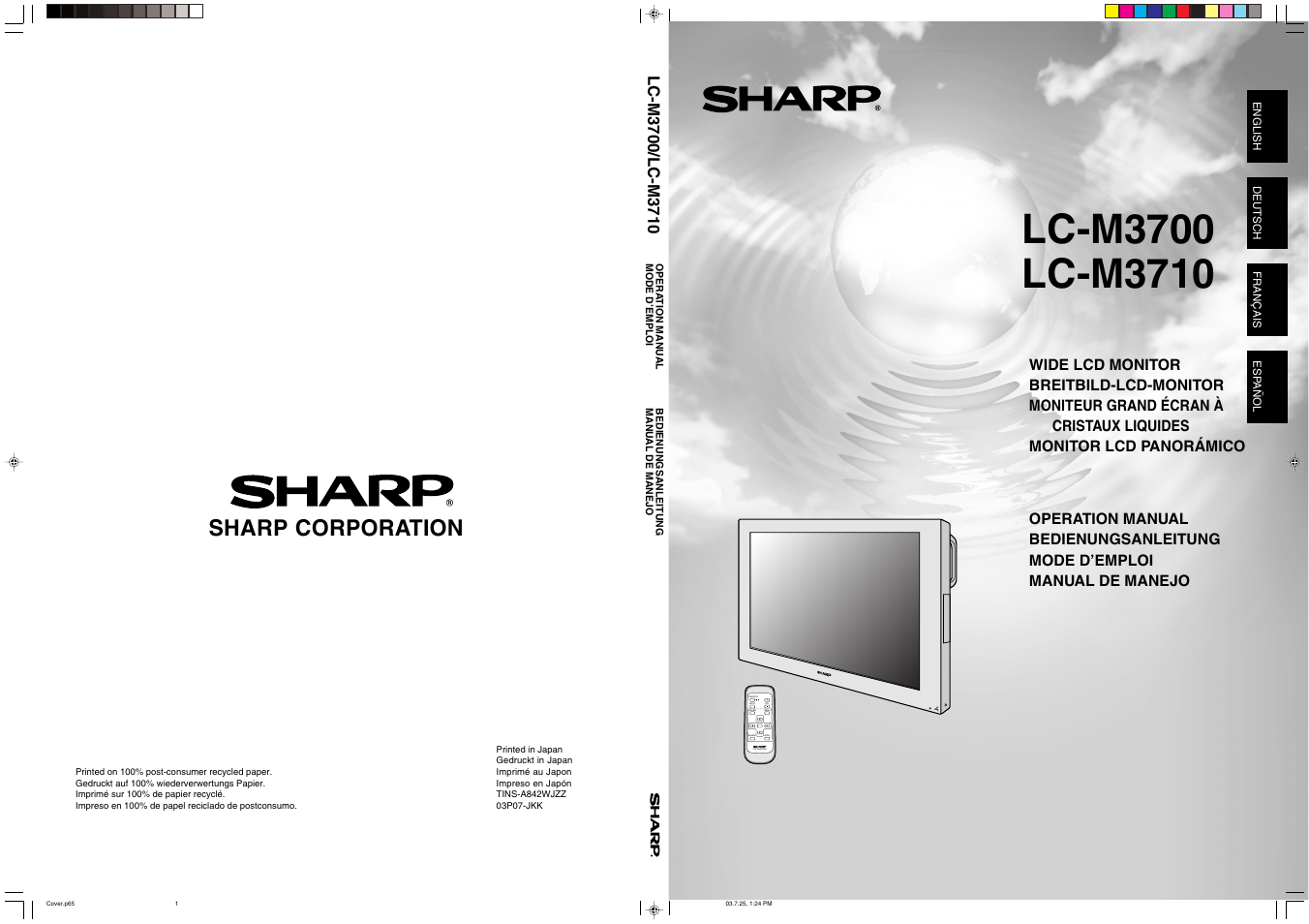 Sharp LC-M3700 User Manual | 73 pages