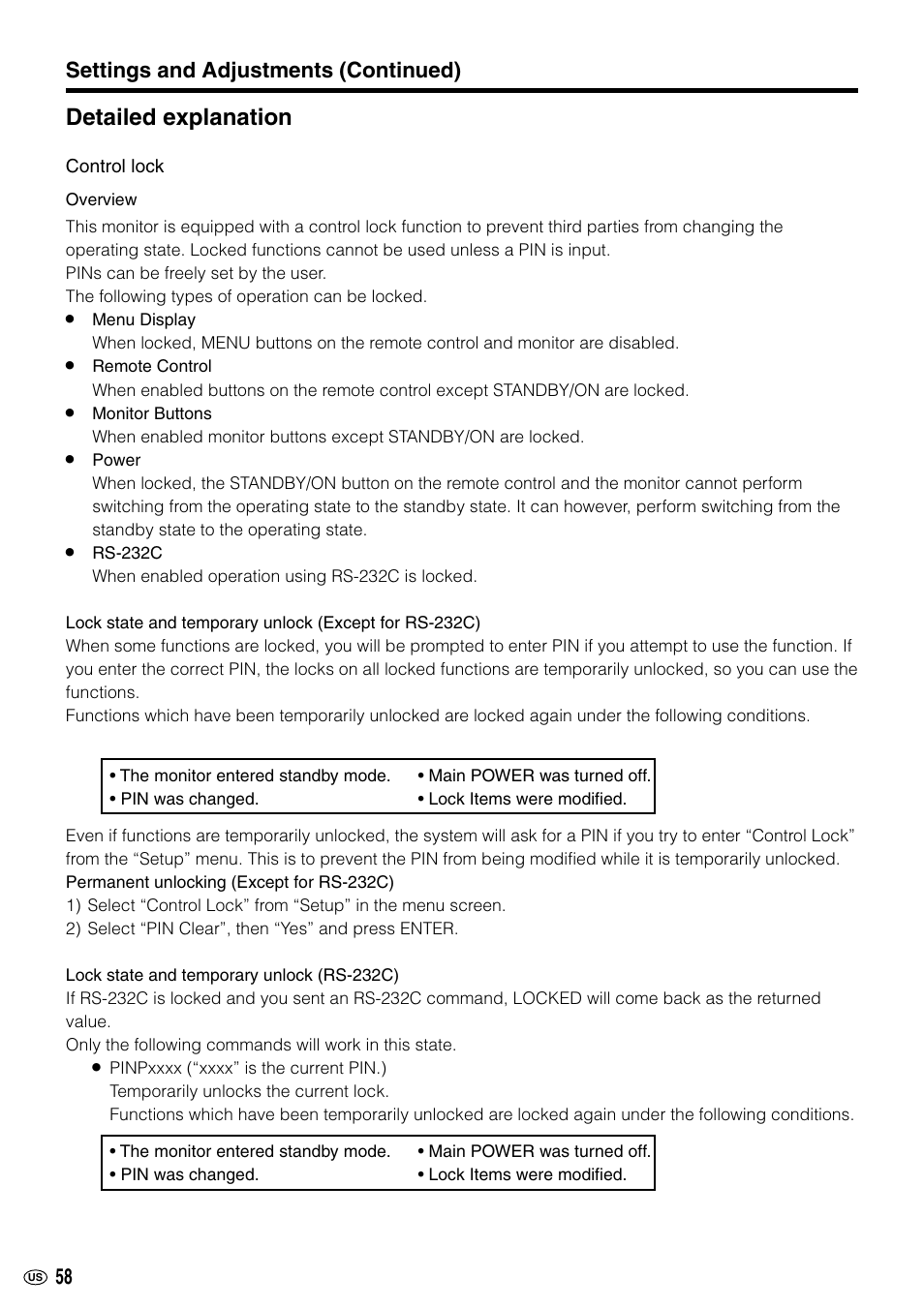 Detailed explanation, Settings and adjustments (continued) | Sharp LC-M3700 User Manual | Page 59 / 73