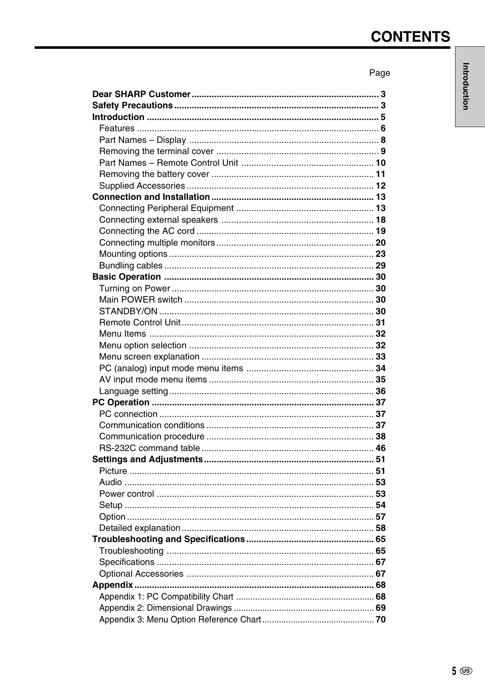 Sharp LC-M3700 User Manual | Page 6 / 73