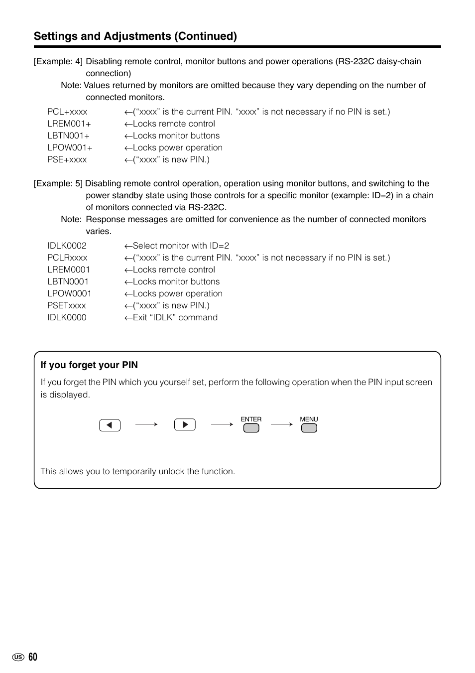 Settings and adjustments (continued) | Sharp LC-M3700 User Manual | Page 61 / 73