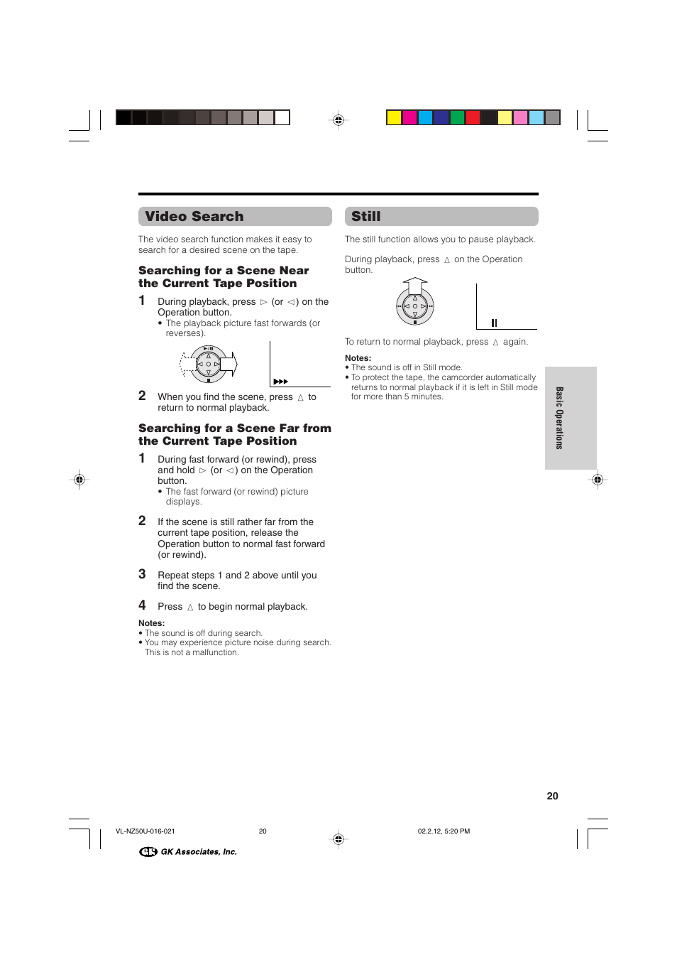 Video search, Still | Sharp VL-NZ50U User Manual | Page 33 / 84