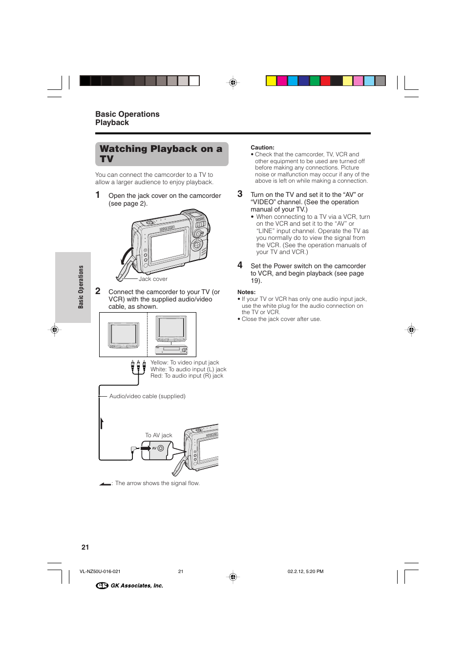 Watching playback on a tv | Sharp VL-NZ50U User Manual | Page 34 / 84