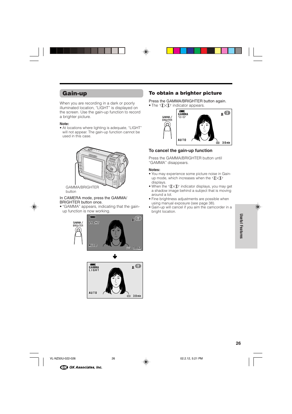 Gain-up | Sharp VL-NZ50U User Manual | Page 39 / 84