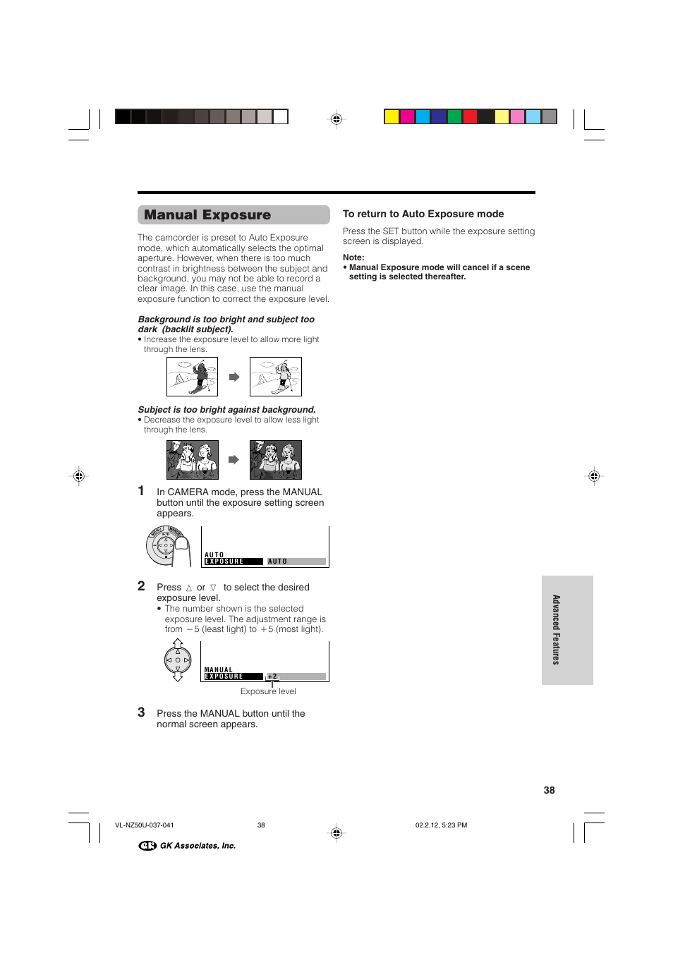 Manual exposure | Sharp VL-NZ50U User Manual | Page 51 / 84