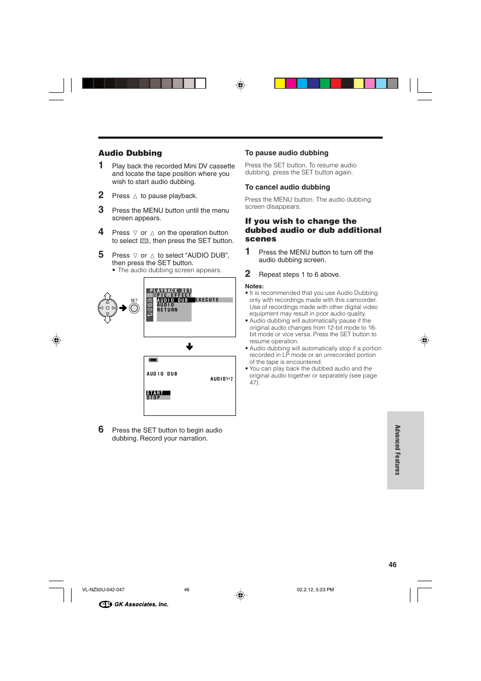 Audio dubbing | Sharp VL-NZ50U User Manual | Page 59 / 84