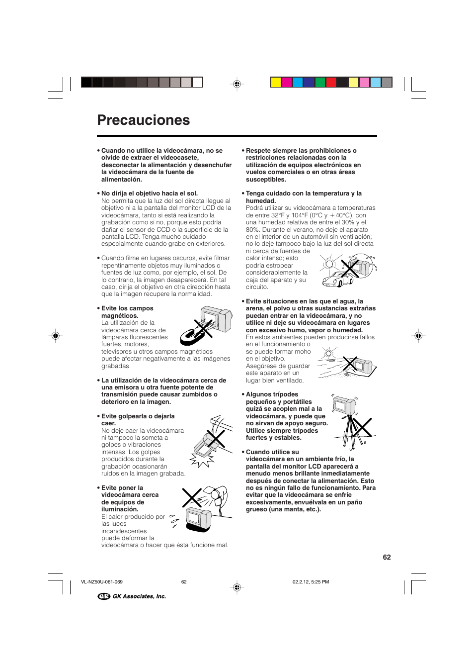 Precauciones | Sharp VL-NZ50U User Manual | Page 75 / 84