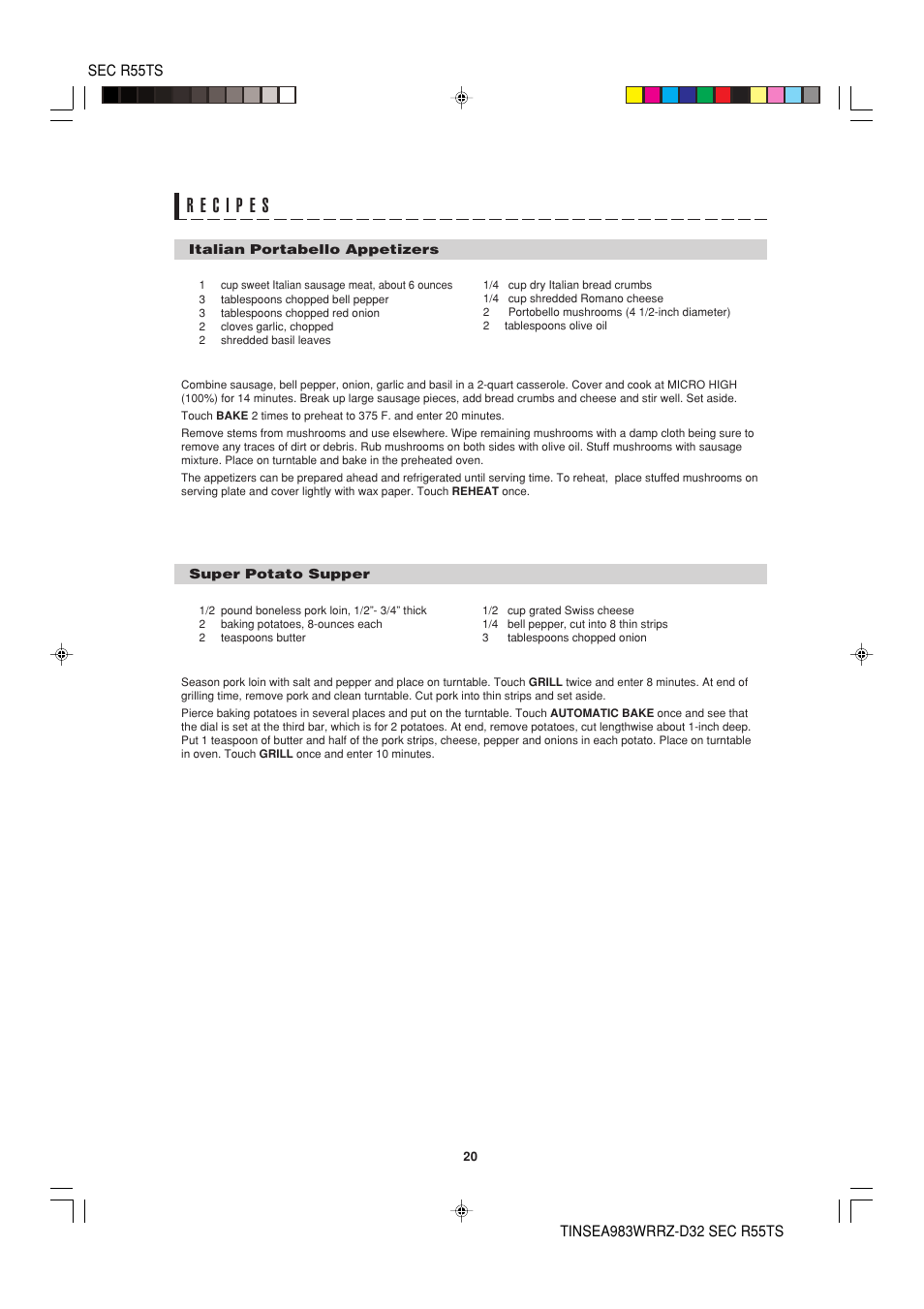 Sharp R-55TS User Manual | Page 22 / 28