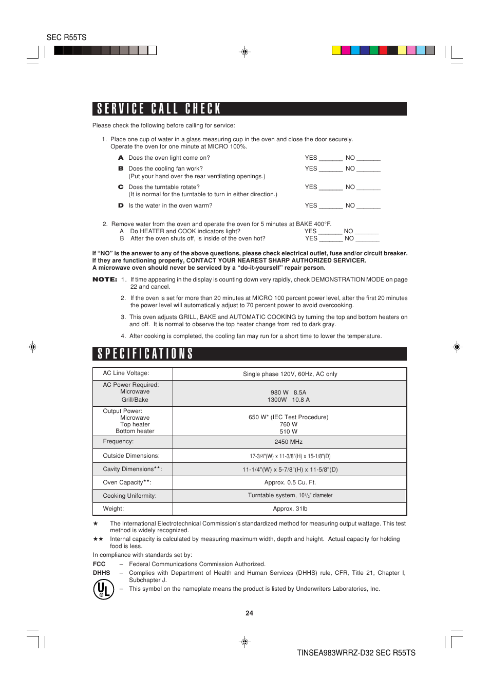 Sharp R-55TS User Manual | Page 26 / 28