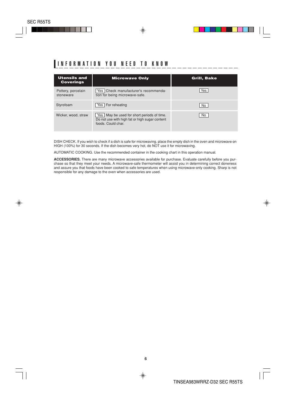 Sharp R-55TS User Manual | Page 8 / 28