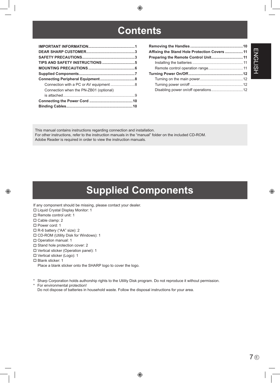 Sharp PN-E601 User Manual | Page 9 / 64