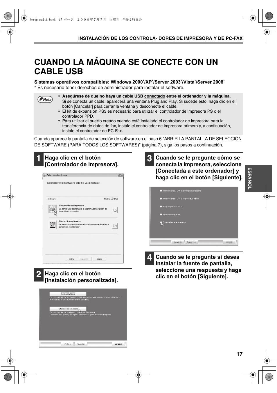 Cuando la máquina se conecte con un cable usb | Sharp MX-PB12 User Manual | Page 103 / 172