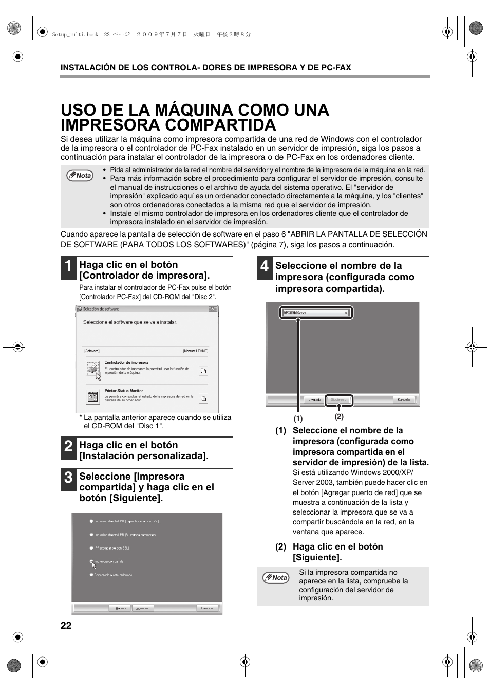 Uso de la máquina como una impresora compartida | Sharp MX-PB12 User Manual | Page 108 / 172