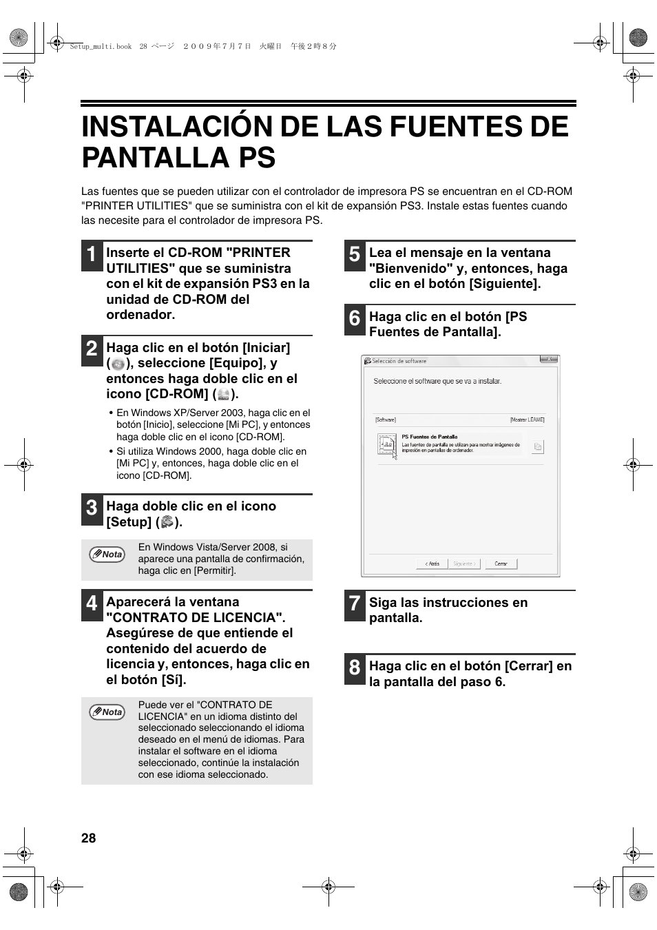 Instalación de las fuentes de pantalla ps | Sharp MX-PB12 User Manual | Page 114 / 172