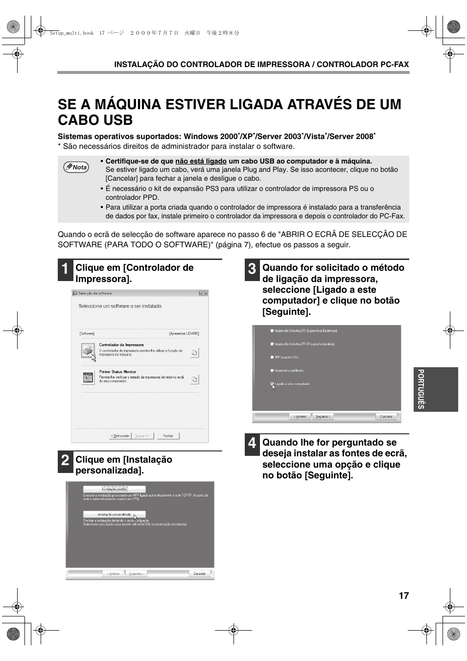 Se a máquina estiver ligada através de um cabo usb | Sharp MX-PB12 User Manual | Page 145 / 172