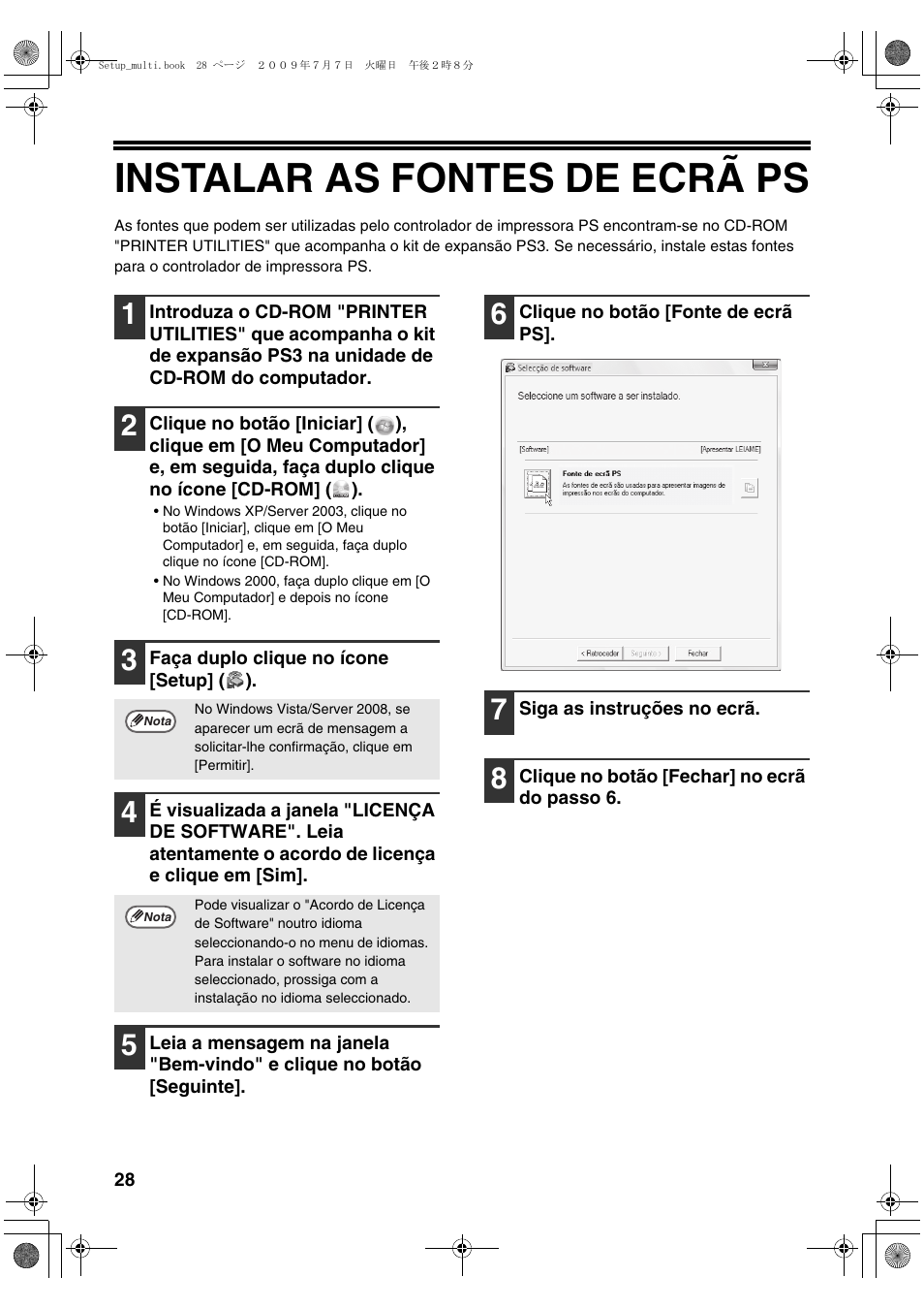 Instalar as fontes de ecrã ps | Sharp MX-PB12 User Manual | Page 156 / 172