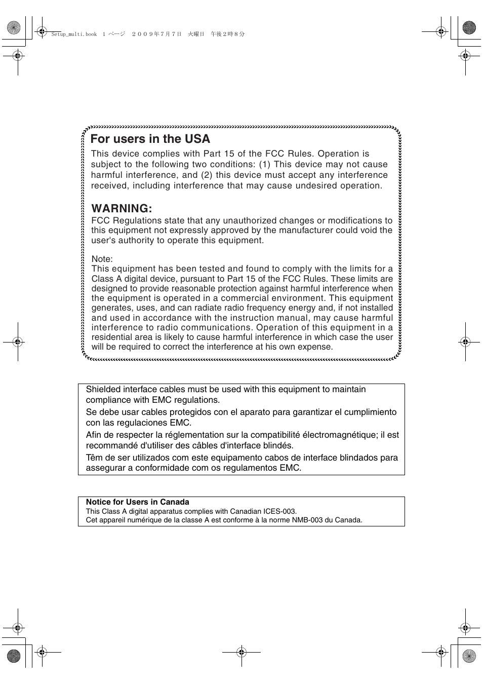 For users in the usa, Warning | Sharp MX-PB12 User Manual | Page 2 / 172